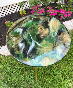 Green and Gold Resin End Table - HOPEfully Handmade