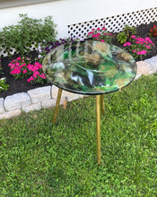 Load image into Gallery viewer, Green and Gold Resin End Table - HOPEfully Handmade