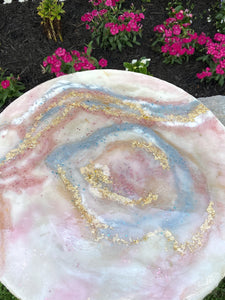 Pink Geode Inspired Side Table - HOPEfully Handmade
