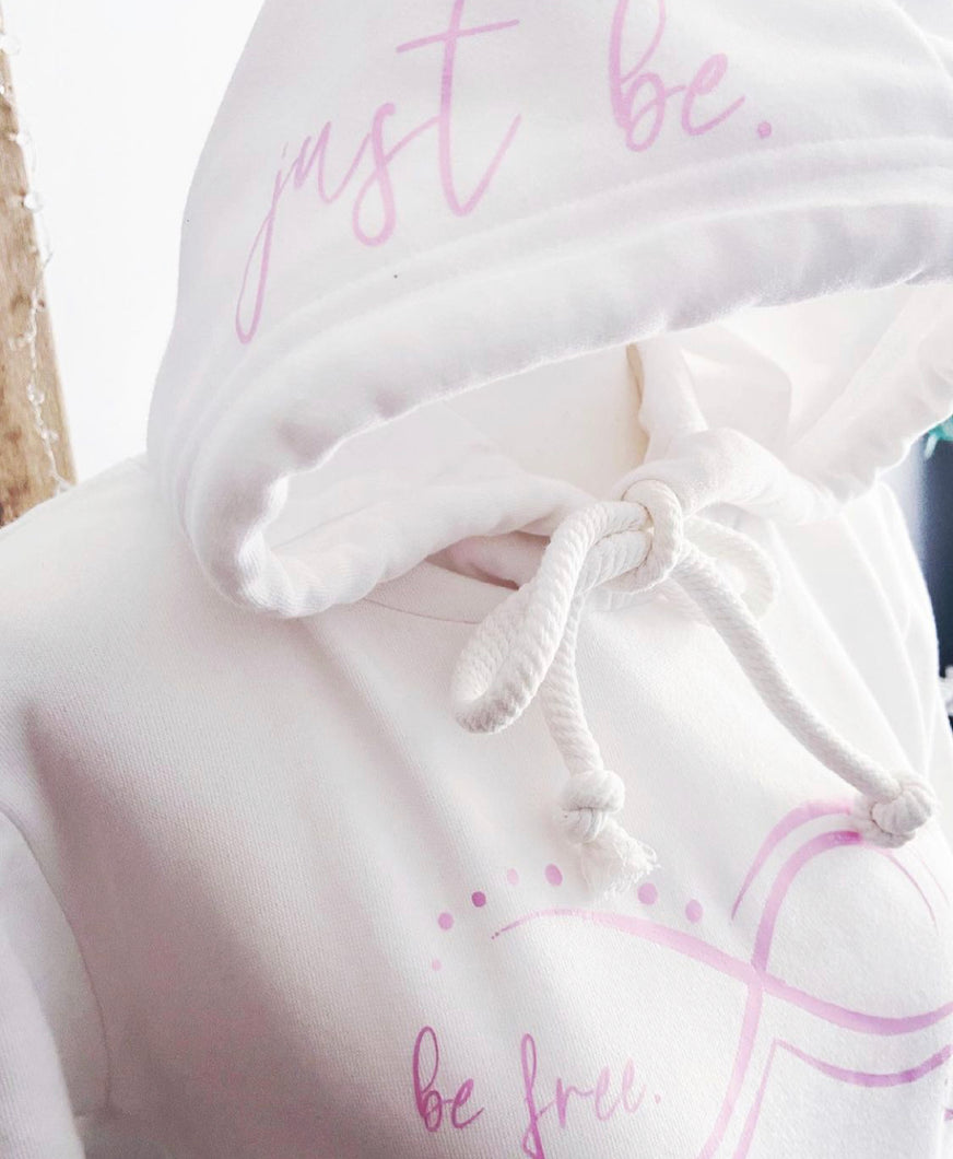 Just Be Collection White Crop Hoodie