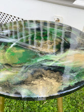 Load image into Gallery viewer, Green and Gold Resin End Table - HOPEfully Handmade
